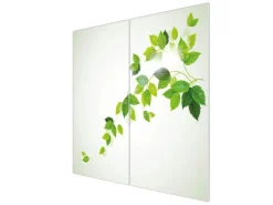 Banjado Herdabdeckplatte Glas 2 Teilig Je 30x52CM Schneidebrett Herdabdeckung Mit Motiv Ranke Gelb Weiß< Kochfelder|Küchenrückwände