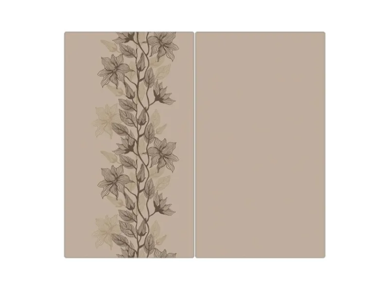 Banjado Herdabdeckplatte Glas 2 Teilig Je 30x52CM Schneidebrett Herdabdeckung Mit Motiv Baumwollblüte Monochrom< Herde|Kochfelder