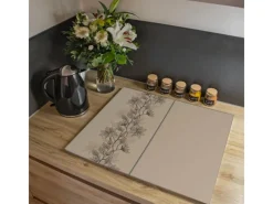 Banjado Herdabdeckplatte Glas 2 Teilig Je 30x52CM Schneidebrett Herdabdeckung Mit Motiv Baumwollblüte Monochrom< Herde|Kochfelder