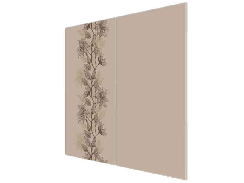 Banjado Herdabdeckplatte Glas 2 Teilig Je 30x52CM Schneidebrett Herdabdeckung Mit Motiv Baumwollblüte Monochrom< Herde|Kochfelder