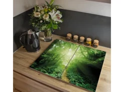 Hot Banjado Herdabdeckplatte Glas 2 Teilig Je 30x52CM Schneidebrett Herdabdeckung Mit Motiv Dschungel Malaysia