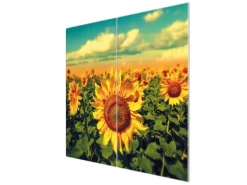 Sale Banjado Herdabdeckplatte Glas 2 Teilig Je 30x52CM Schneidebrett Herdabdeckung Mit Motiv Sonnenblumen
