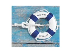 Best Banjado Herdabdeckplatte Glas 1 Teilig 60x52CM Schneidebrett Herdabdeckung Mit Motiv Blauer Rettungsring