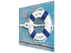 Best Banjado Herdabdeckplatte Glas 1 Teilig 60x52CM Schneidebrett Herdabdeckung Mit Motiv Blauer Rettungsring