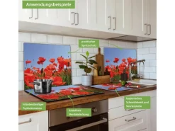 Banjado Herde|Kochfelder<Herdabdeckplatte Glas 1 Teilig 60x52CM Schneidebrett Herdabdeckung Mit Motiv Mohnblumen