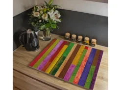 Banjado Herdabdeckplatte Glas 1 Teilig 60x52CM Schneidebrett Herdabdeckung Mit Motiv Holz Collage Bunt< Schneidebretter|Herdabdeckungen