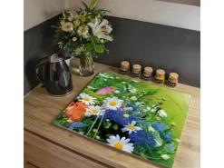 Banjado Herdabdeckungen|Kochfelder<Herdabdeckplatte Glas 1 Teilig 60x52CM Schneidebrett Herdabdeckung Mit Motiv Blumenstrauß
