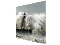 Banjado Herdabdeckplatte Glas 2 Teilig Je 30x52CM Schneidebrett Herdabdeckung Mit Motiv Fels In Der Brandung< Herde|Kochfelder