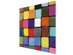 Hot Banjado Herdabdeckplatte Glas 2 Teilig Je 30x52CM Schneidebrett Herdabdeckung Mit Motiv Bunte Kreide