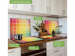 Banjado Herdabdeckplatte Glas 1 Teilig 60x52CM Schneidebrett Herdabdeckung Mit Motiv Bunte Glasbausteine< Schneidebretter|Herdabdeckungen