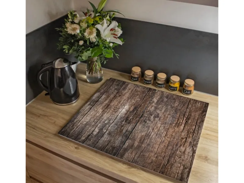 Banjado Herdabdeckplatte Glas 2 Teilig Je 30x52CM Schneidebrett Herdabdeckung Mit Motiv Altes Holz< Kochfelder|Schneidebretter