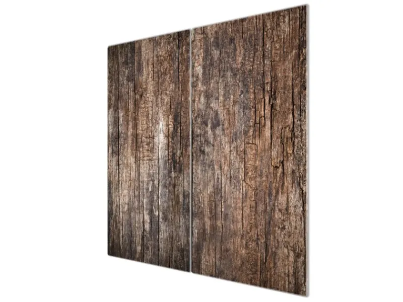 Banjado Herdabdeckplatte Glas 2 Teilig Je 30x52CM Schneidebrett Herdabdeckung Mit Motiv Altes Holz< Kochfelder|Schneidebretter