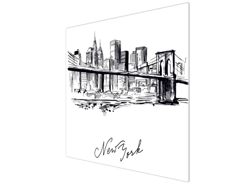New Banjado Herdabdeckplatte Glas 1 Teilig 60x52CM Schneidebrett Herdabdeckung Mit Motiv New York Skizze