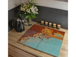 Banjado Herdabdeckplatte Glas 2 Teilig Je 30x52CM Schneidebrett Herdabdeckung Mit Motiv Rost Und Blau< Herde|Kochfelder