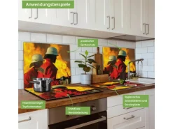 Discount Banjado Herdabdeckplatte Glas 1 Teilig 60x52CM Schneidebrett Herdabdeckung Mit Motiv Feuer