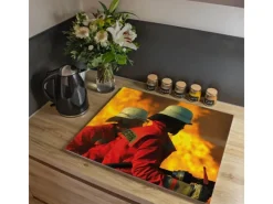 Discount Banjado Herdabdeckplatte Glas 1 Teilig 60x52CM Schneidebrett Herdabdeckung Mit Motiv Feuer