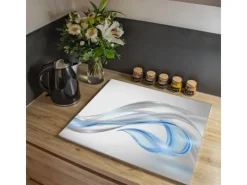Banjado Herdabdeckplatte Glas 1 Teilig 60x52CM Schneidebrett Herdabdeckung Mit Motiv Blauer Schleier< Herdabdeckungen|Herde