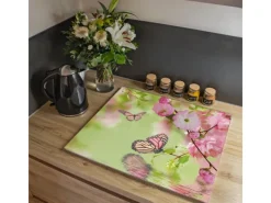 Banjado Herdabdeckplatte Glas 1 Teilig 60x52CM Schneidebrett Herdabdeckung Mit Motiv Japanische Kirschblüte< Herdabdeckungen|Schneidebretter
