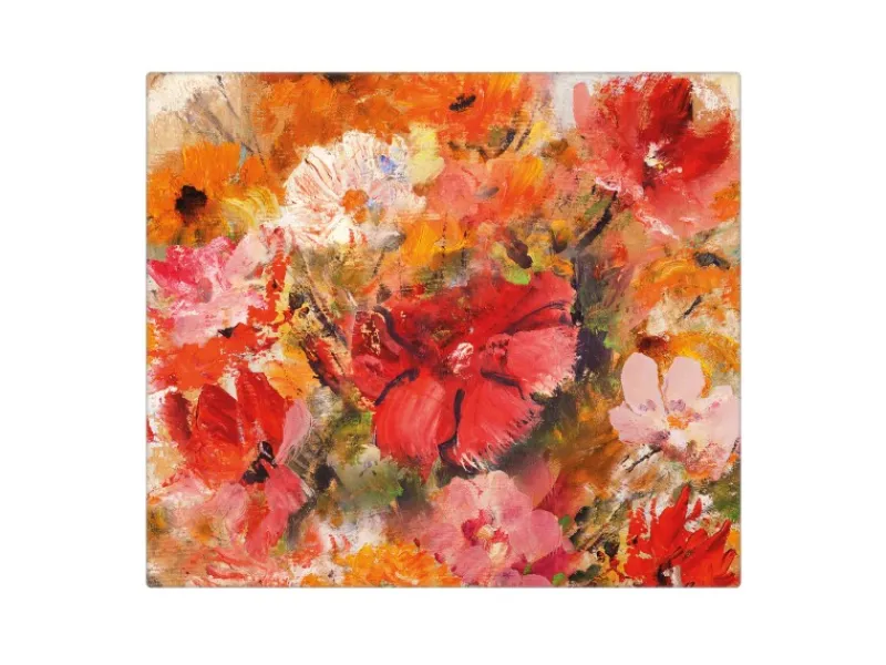 Banjado Schneidebretter|Herdabdeckungen<Herdabdeckplatte Glas 1 Teilig 60x52CM Schneidebrett Herdabdeckung Mit Motiv Fallende Blumen