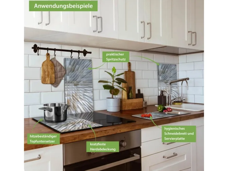 Banjado Herdabdeckplatte Glas 2 Teilig Je 30x52CM Schneidebrett Herdabdeckung Mit Motiv Dornen Aus Eis< Herde|Herdabdeckungen