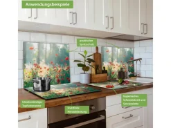Banjado Schneidebretter|Herdabdeckungen<Herdabdeckplatte Glas 1 Teilig 60x52CM Schneidebrett Herdabdeckung Mit Motiv Waldmohn