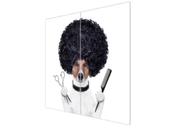 Banjado Schneidebretter|Herdabdeckungen<Herdabdeckplatte Glas 2 Teilig Je 30x52CM Schneidebrett Herdabdeckung Mit Motiv Friseur Jack Russel