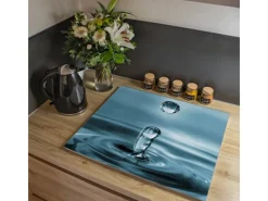 Online Banjado Herdabdeckplatte Glas 1 Teilig 60x52CM Schneidebrett Herdabdeckung Mit Motiv Wassertropfen