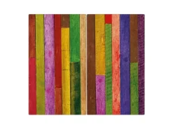 Hot Banjado Herdabdeckplatte Glas 2 Teilig Je 30x52CM Schneidebrett Herdabdeckung Mit Motiv Holz Collage Bunt