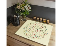 Clearance Banjado Herdabdeckplatte Glas 1 Teilig 60x52CM Schneidebrett Herdabdeckung Mit Motiv Blumenreigen