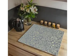 Hot Banjado Herdabdeckplatte Glas 1 Teilig 60x52CM Schneidebrett Herdabdeckung Mit Motiv Blaues Ornament