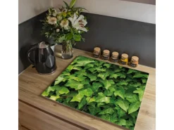 Banjado Herde|Kochfelder<Herdabdeckplatte Glas 2 Teilig Je 30x52CM Schneidebrett Herdabdeckung Mit Motiv Efeu