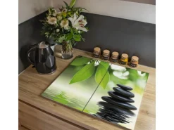 Banjado Herde|Kochfelder<Herdabdeckplatte Glas 2 Teilig Je 30x52CM Schneidebrett Herdabdeckung Mit Motiv Steine&Relax