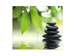 Banjado Herde|Kochfelder<Herdabdeckplatte Glas 2 Teilig Je 30x52CM Schneidebrett Herdabdeckung Mit Motiv Steine&Relax