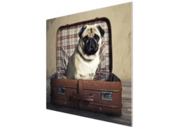 Banjado Herdabdeckplatte Glas 1 Teilig 60x52CM Schneidebrett Herdabdeckung Mit Motiv Mops Im Koffer< Herde|Kochfelder