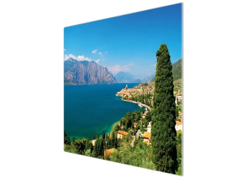Best Banjado Herdabdeckplatte Glas 1 Teilig 60x52CM Schneidebrett Herdabdeckung Mit Motiv Gardasee
