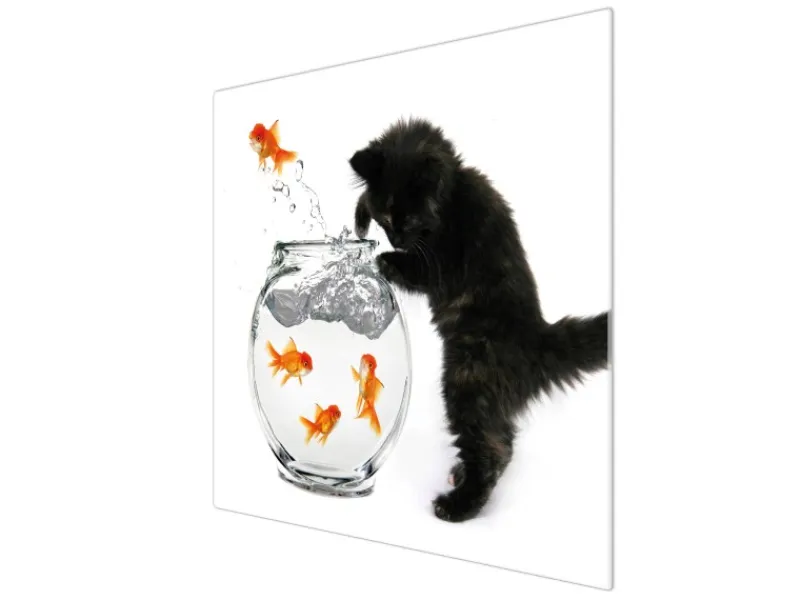 Banjado Herdabdeckplatte Glas 1 Teilig 60x52CM Schneidebrett Herdabdeckung Mit Motiv Katze Und Fisch< Herde|Kochfelder