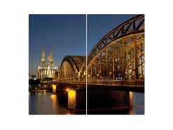 Banjado Herdabdeckplatte Glas 2 Teilig Je 30x52CM Schneidebrett Herdabdeckung Mit Motiv Köln< Schneidebretter|Herdabdeckungen