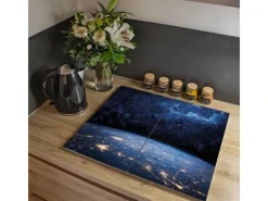 Banjado Herdabdeckplatte Glas 2 Teilig Je 30x52CM Schneidebrett Herdabdeckung Mit Motiv Galaxie< Schneidebretter|Herdabdeckungen