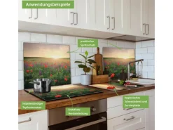 Clearance Banjado Herdabdeckplatte Glas 1 Teilig 60x52CM Schneidebrett Herdabdeckung Mit Motiv Sommerfeld