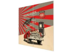 Banjado Schneidebretter|Herdabdeckungen<Herdabdeckplatte Glas 2 Teilig Je 30x52CM Schneidebrett Herdabdeckung Mit Motiv Filling Station