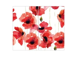 Banjado Herdabdeckplatte Glas 2 Teilig Je 30x52CM Schneidebrett Herdabdeckung Mit Motiv Mohn Aquarell< Herde|Schneidebretter