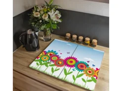 Banjado Herdabdeckplatte Glas 2 Teilig Je 30x52CM Schneidebrett Herdabdeckung Mit Motiv Bunte Blumen< Herdabdeckungen|Kochfelder