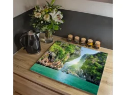 Banjado Schneidebretter|Herdabdeckungen<Herdabdeckplatte Glas 1 Teilig 60x52CM Schneidebrett Herdabdeckung Mit Motiv Versteckte Bucht