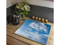 Banjado Herdabdeckungen|Kochfelder<Herdabdeckplatte Glas 1 Teilig 60x52CM Schneidebrett Herdabdeckung Mit Motiv Wolken 1