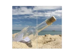 Banjado Schneidebretter|Herde<Herdabdeckplatte Glas 2 Teilig Je 30x52CM Schneidebrett Herdabdeckung Mit Motiv Flaschenpost