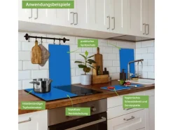 Banjado Herdabdeckplatte Glas 2 Teilig Je 30x52CM Schneidebrett Herdabdeckung Mit Motiv Signalblau< Herdabdeckungen|Kochfelder