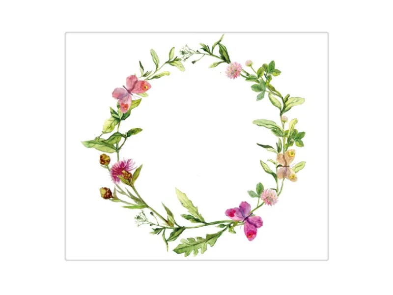 Banjado Herdabdeckplatte Glas 1 Teilig 60x52CM Schneidebrett Herdabdeckung Mit Motiv Aquarell Blumenring< Herdabdeckungen|Herde