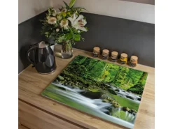 Banjado Schneidebretter|Herdabdeckungen<Herdabdeckplatte Glas 1 Teilig 60x52CM Schneidebrett Herdabdeckung Mit Motiv Rauschender Bach