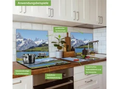 Banjado Herdabdeckplatte Glas 1 Teilig 60x52CM Schneidebrett Herdabdeckung Mit Motiv Alpen< Schneidebretter|Herdabdeckungen