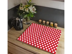 Banjado Herdabdeckplatte Glas 2 Teilig Je 30x52CM Schneidebrett Herdabdeckung Mit Motiv Punkte Rot< Schneidebretter|Herdabdeckungen